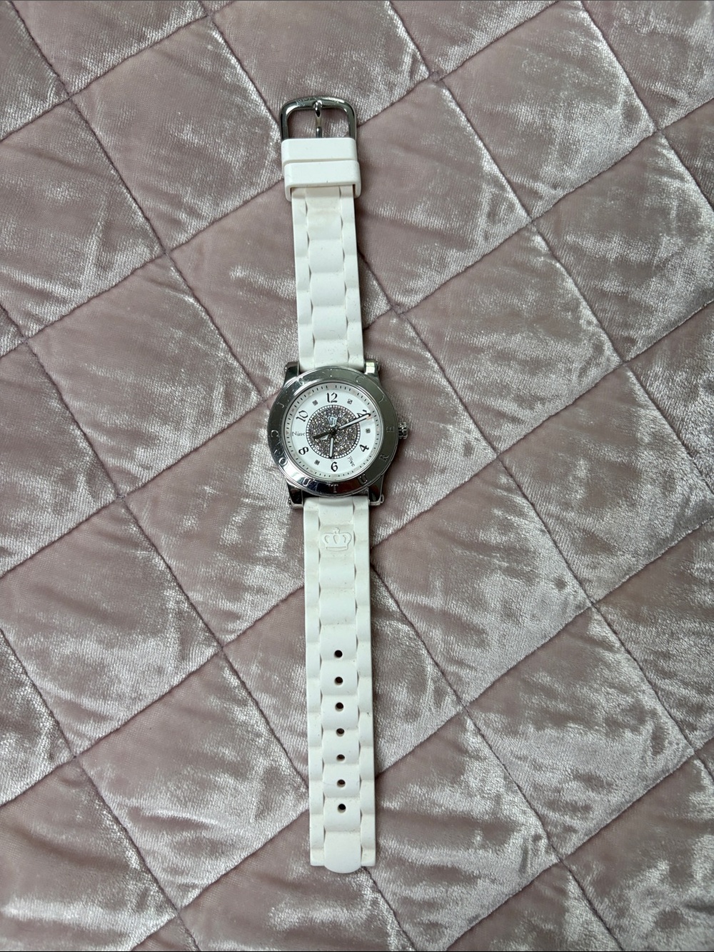 Juicy Couture White Silicone Strap Silver Dial Watch